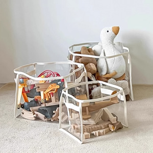 Boîte de rangement transparente Nestop, bac de rangement carré en tissu non tissé, organisateur de jouets pour chambre d'enfant, usage domestique, 25x21x21 cm - Product Image 3