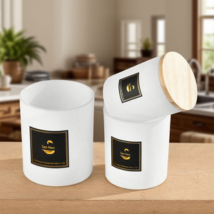 Nuova tendenza riutilizzabile <span class=keywords><strong>Vintage</strong></span> alta tazza di <span class=keywords><strong>vetro</strong></span> borosilicato con coperchio di bambù barattoli di candela all'ingrosso per la candela - Product Image 1