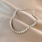 Bracelet Tennis en Zircon Mode Whoselase, Argenté, avec Pierres Carrées Blanches Scintillantes en CZ, Bijou de Mariage pour Femmes et Filles, Idéal Cadeau