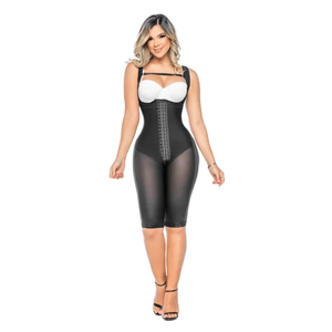 Fajas Larga Con Varillas Grecia女性用コルセットオープンバスト膝丈Fajas圧縮服フック付きアイボディスーツステージ2 - Product Image 1