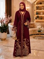Abayas musulmanes africaines CCY Factory avec perles en strass, robes nigérianes pour femmes, abaya avec hijab et ceinture