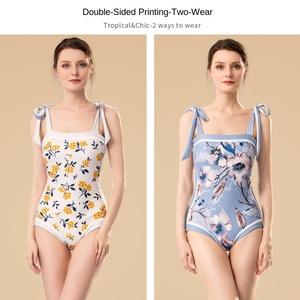 Traje de Baño de una Pieza para Mujer, Estampado Floral, Cortavientos, Acolchado, de Poliéster - Product Image 6