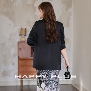 Blazer en satin beige champagne pour femme Runqi N9213, taille plus, anti-rides, couleur unie - Product Image 5