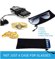 Pochette rectangulaire en microfibre pour lunettes, étui de rangement souple et imperméable pour lunettes de soleil, étui à cordon de couleur unie