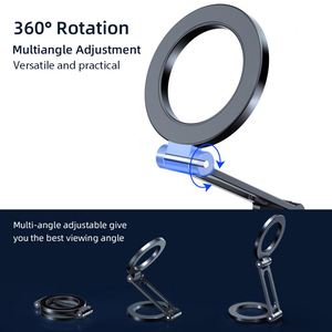 Foldable Magnetic Phone Holder Double Sides Magnets Desk <b>Stand</b> for Universal Phones iPhone Used on Refrigerator Gym Metal - Product Image 5