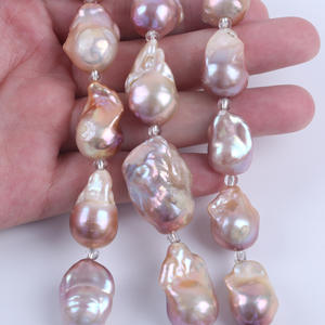 Perlas Barrocas de Agua Dulce Púrpuras Cortas de 18 cm, Perlas Sueltas Naturales Blancas de 15-18 mm para Accesorios de Joyería DIY - Product Image 4