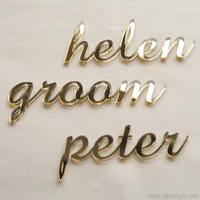 Cartes de nom en acrylique miroir en gros pour fête, lettres découpées au laser pour mariage, noms de mariage personnalisés, carte de placement pour invités de mariage
