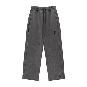 Corredores de pierna recta lavados Vintage 2025 Primavera Cross-Border Cuffed Cutout Distressed Men's - Product Image 1