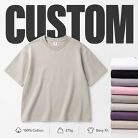 T-shirts en coton 100% 275 GSM, col rond, coupe ample et décontractée, impression DTF personnalisée, mode masculine, manches courtes, vente en gros