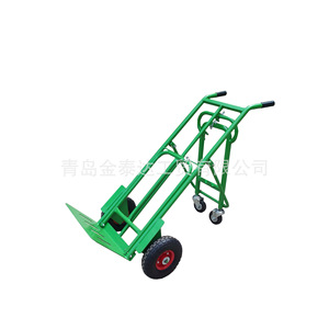 Folding Handcart Heavy Duty Cargo <b>Trolley</b> <b>Four</b> <b>Wheel</b> Steel Industrial Warehouse Truck HT1824 Blue Single Layer Foldable - Product Image 4