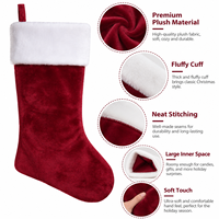 Chaussette de Noël en peluche 45 cm, velours, fausse fourrure, grande capacité, boucle de suspension, sac cadeau, cheminée, couleur personnalisée, vente en gros