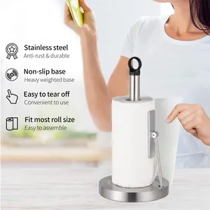 Modern Stand Up Easy One-Handed Tear Kitchen Paper Towel Dispenser Holder With Flexible Arm Paper Towel Roll Holder