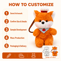 Peluche renard à rayures avec fraise, jouet en peluche orange doux, cadeau personnalisable
