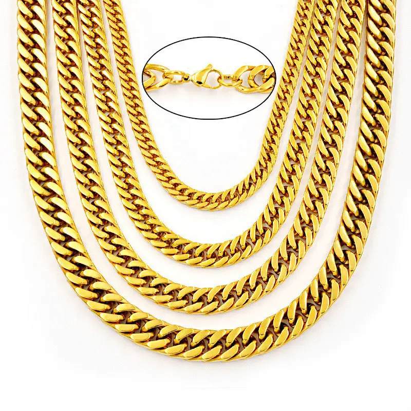 Fresco oro cuban link catena delicato 18k 316l collana in acciaio inox e set braccialetto per le donne degli uomini