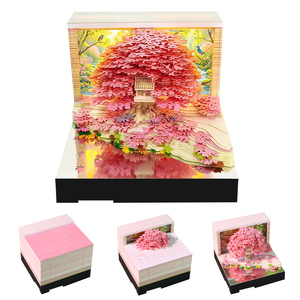 3D Memo Pad Music Tree Custom Sticky Note Magic Calendar Paper Cut Note Pad LED Light Box Cute Stationery Gift Desk Decoration