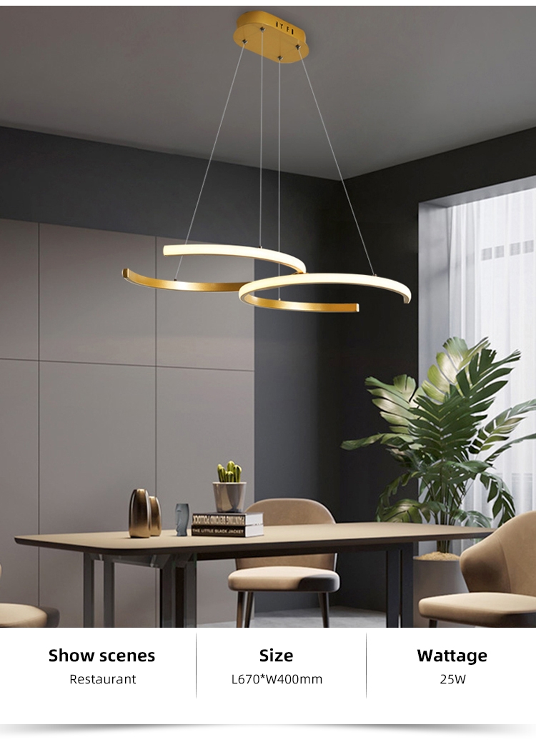 Modern Restaurant Indoor Hanging Ceiling Aluminum Led Chandelier Pendant light Fixtures