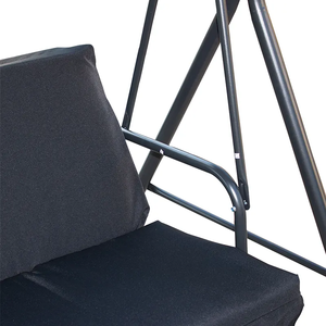 Heavy Duty Garden 3 Seater Outdoor <b>Swing</b> Chairs Black with Cushion - Product Image 3