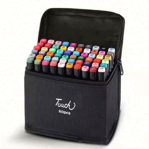 USA Mairun – Lot de 60 marqueurs d'art acryliques et aquarelles, pointe fine 1 mm, pointe biseautée 6 mm, double face, non effaçables, certifiés PP - Product Image 1