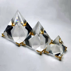 Adornos de Pirámide de Cristal Blanco con <span class=keywords><strong>Base</strong></span> Transparente, <span class=keywords><strong>Base</strong></span> Negra/Dorada, Cuatro Prismas, Diseño Pentahedral, Accesorios de Fotografía para Negocios - Product Image 4