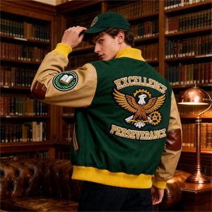 Chaqueta Bomber Varsity de Lana para Hombre, Estilo Vintage, Otoño, con Logotipo Bordado Personalizado, Transpirable y Ecológica - Product Image 1