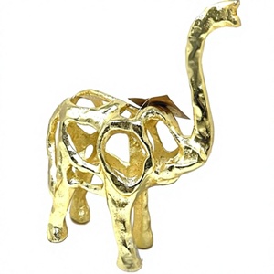 Luxury Gold <b>Elephant</b> Sculpture Metal Hollow Cutout Trunk Up Statue Abstract Animal Figurine Modern Home Living Room <b>Decor</b> - Product Image 1