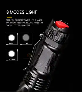 Zoomable Pocket Small Strong Torch Light Taschenlamp Super Bright Flashlight Metal Tactical LED Mini EDC Rechargeable Flashlight