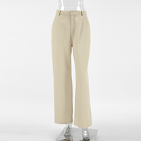 Women Bali Pockets Pleated Draw String Relaxed Fit Casual Khaki Cotton Loose Cargo Pants Flared Legs Ladies Office Wear