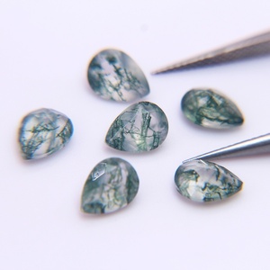 Bague en Agate Naturelle Verte, Pierre Semi-Précieuse pour Bijoux DIY avec Coupe Poire Facettée 8x6mm et Fond Pointu - Product Image 4