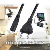 Câble d'extension en cuivre PVC haute tension 2,5A 220V AC avec prise européenne EU, connecteur IEC C7 2 broches pour appareils électroménagers