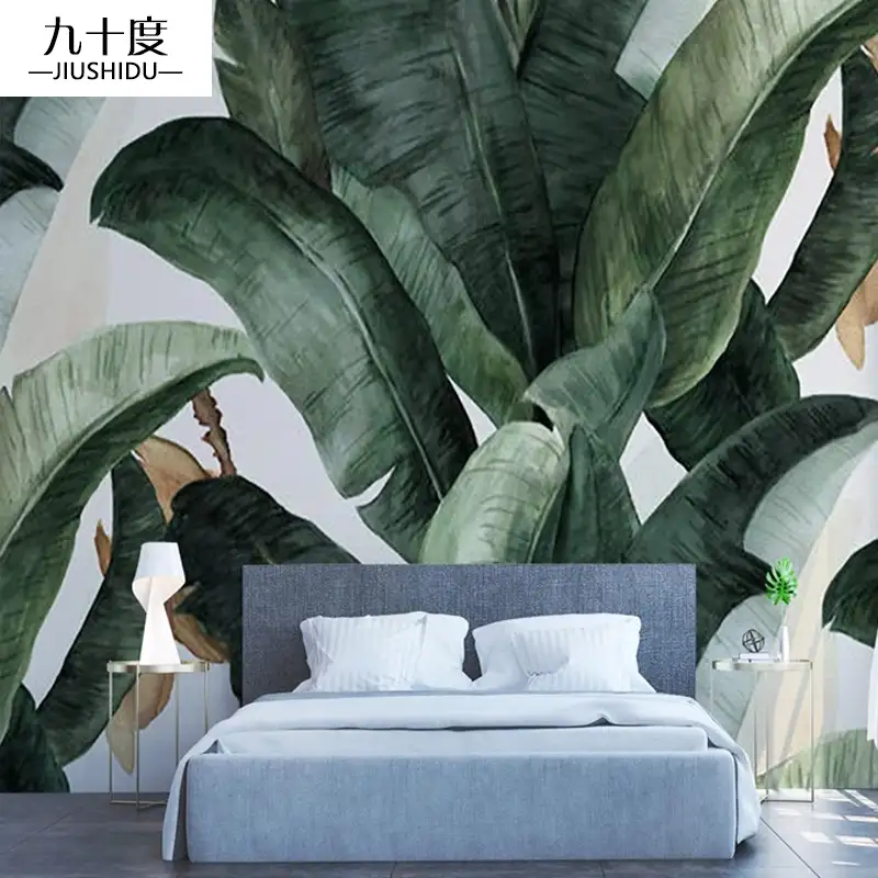 Custom 3D pianta tropicale verde foglia soggiorno den sala da pranzo sfondo murale carta da parati