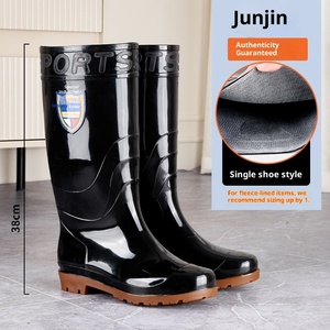 Slijtvaste Regenlaarzen Met Hoge Hakken Voor Heren, Verdikte Warme Fluwelen Antislip Rubberen Constructie Met Lange Hakken - Product Image 6