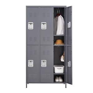 Armoire de rangement métallique grise à 6 portes et 72 pouces avec serrure pour la maison, la salle de sport, le bureau, l'école ou le garage - Product Image 4