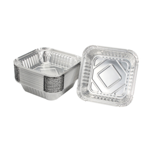 Contenitori in Alluminio Riciclabile 6x6 Quadrati, Resistenti, per Alimenti, con Coperchi in <span class=keywords><strong>Carta</strong></span>, per Pane e Dessert - Product Image 3