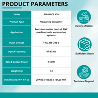 Convertisseur de fréquence Siemens SINAMICS V20 1,1 kW 6SL3210-5BB21-1BV1 200-240 V monophasé