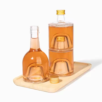 Bouteille de liqueur en verre empilable vide en gros 125ml 250ml Mini bouteille de vin ronde transparente Vodka Whisky spiritueux pour Gin Vodka