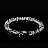 Bracelet chaîne cubaine pour homme avec design gourmette épaisse et double fermoir, plaqué or 18 carats, zircon, bijoux de mode, étanche