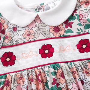 طفل رضيع طفل الصيف الفتيات قصيرة الأكمام التطريز الأزهار في الربيع في المخزون - Product Image 3