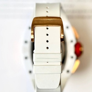 Montre de luxe en fibre de carbone avec tourbillon, design squelette, boîtier en céramique blanche, montre mécanique - Product Image 6
