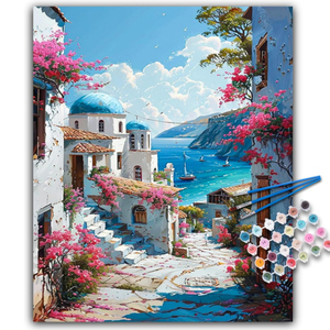 زيت مصبوغ يدويًا بتصميم حديث على الطراز الأوروبي بالأرقام بإطار من قماش البيئة - Product Image 1