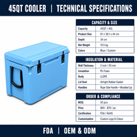 Glacière rotomoulée 45QT à parois épaisses avec décapsuleur intégré, robuste, pour usage extérieur, portable, moderne, avec chaise et panier