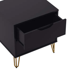 Black Nightstand With Gold Hairpin Legs Modern <b>Storage</b> Unit For Bedroom - Product Image 4