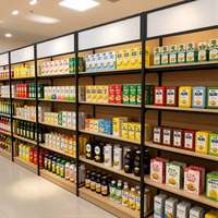 Étagères de supermarché en métal et bois réglables, légères, à installation rapide, design autoportant, dimensions personnalisables
