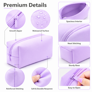 Trousse de Maquillage Imperméable en Néoprène avec Fermeture Éclair et Poignée Souple, Grande Capacité, pour <span class=keywords><strong>Voyage</strong></span>, Personnalisable avec Votre Marque - Product Image 5