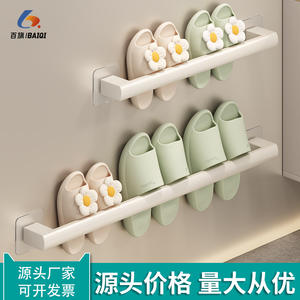 Estante de Almacenamiento Minimalista para Baño, Montado en la Pared, Diseño Rectangular de Acero Inoxidable ABS, para Organizar Pantuflas y Zapatos - Product Image 3