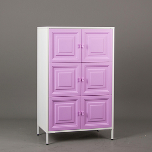 Cheap modern design metal kids clothes cabinet plastic doors colorful wardrobes