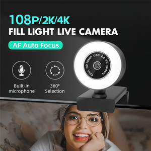 1080P 2K 4K HD Computadora Webcam Rotación <span class=keywords><strong>PC</strong></span> USB Video Web Cam Cámara Enfoque automático Transmisión en vivo Webcam con micrófono y anillo de luz de relleno - Product Image 2