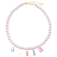 Populaire Lettre Charme Collier De Perles Or Véritable En Acier Inoxydable Couleur Lettre Initiale Charmes Pour Collier De Perles