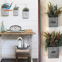 Vente directe 1.6 gallons en métal galvanisé Design classique Jardinières murales écologiques Lot de 3 pots de plantes suspendus pour la décoration intérieure