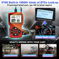 Red V750 OBD II Lector DE CÓDIGO DE VEHÍCULO OBD2 Escáner Herramienta de diagnóstico automotriz para automóviles