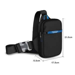 Sac bandoulière personnalisé avec logo, sac de poitrine, sac à dos antivol en nylon imperméable, poche arrière, compartiment intérieur en maille, fermeture éclair avant, sangle réglable, couleur au choix - Product Image 2